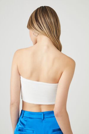 TAUPE Rib-Knit Cropped Tube Top, image 3