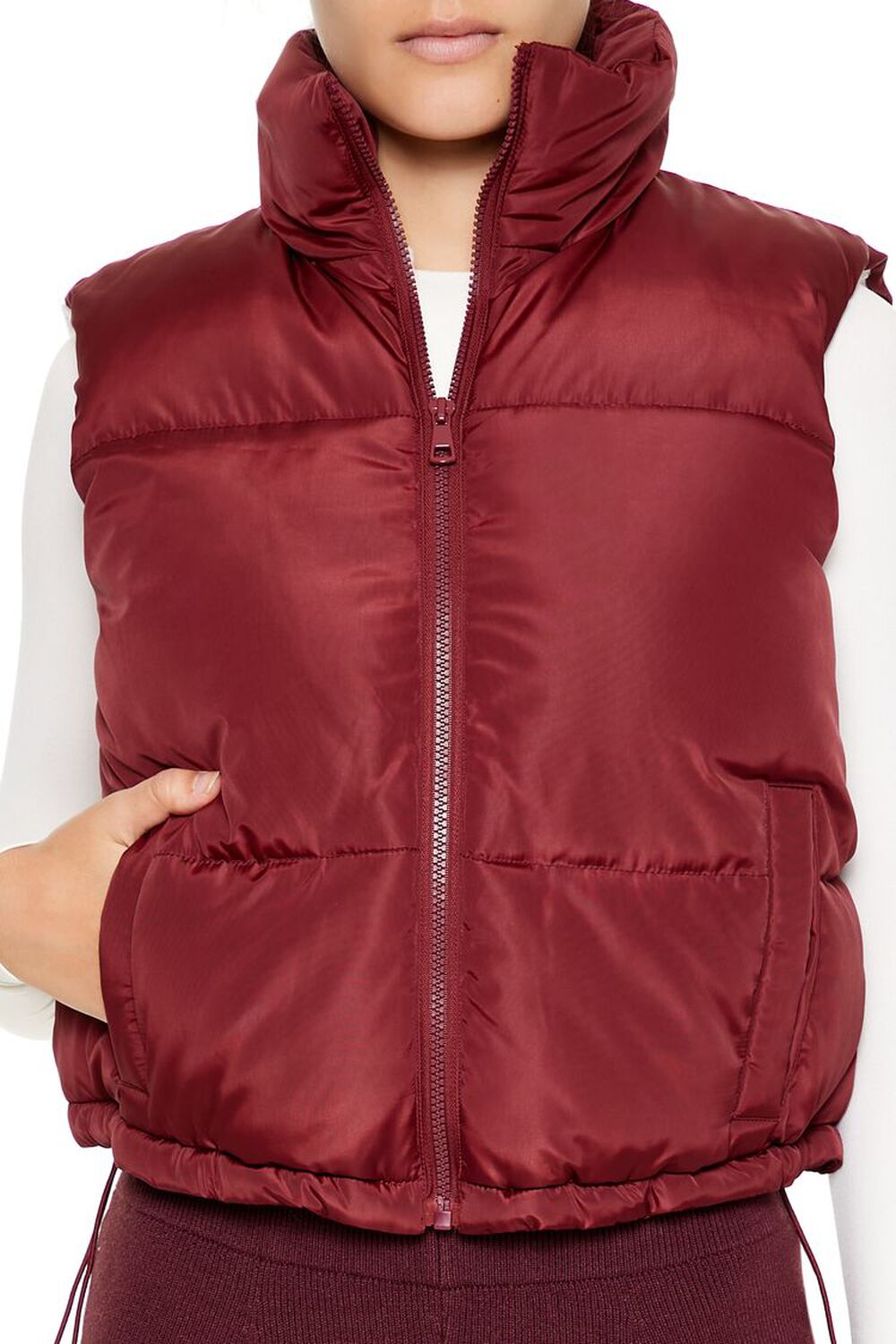 RED Toggle Drawstring Cropped Vest, image 3