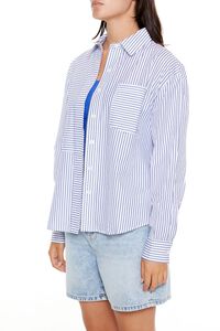 WHITE/BLUE Poplin Striped Pocket Shirt, image 4