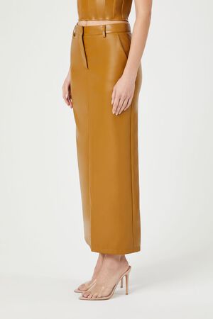 CIGAR Faux Leather Maxi Skirt, image 3