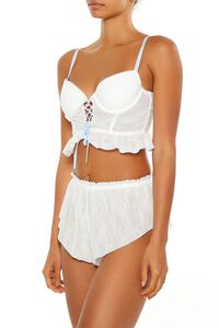 WHITE/BLUE Ruffle Lace-Up Lingerie Corset Cami, image 4