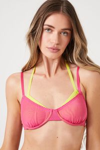 HIBISCUS/GREEN Dual Mesh Underwire Bra, image 1