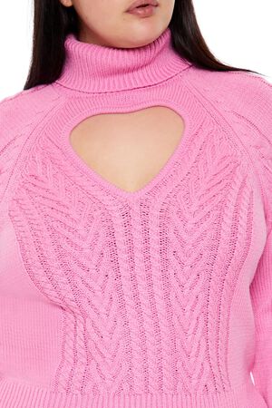 AZALEA Plus Size Heart Cutout Sweater, image 3