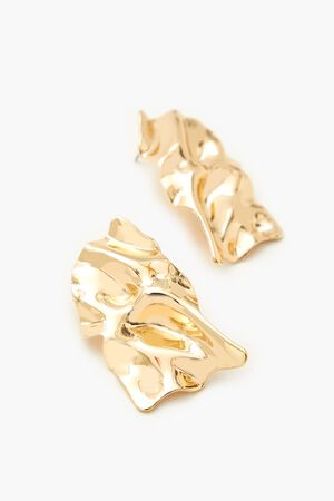 GOLD Hammered Abstract Drop Earrings, image 2
