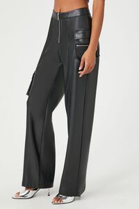 BLACK Faux Leather Cargo Ankle Pants, image 3