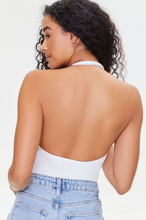 WHITE Seamless Halter Bodysuit, image 3