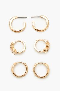 GOLD/CLEAR Rhinestone Huggie Hoop Set, image 1