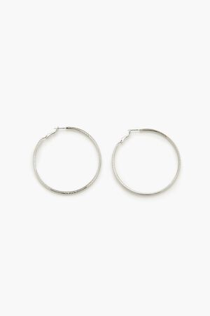 SILVER Etched Hoop Earrings, image 1