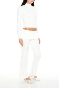 IVORY Mid-Rise Foldover Flare Pants, image 3