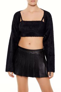 BLACK Cardigan Sweater & Cropped Cami Set, image 1