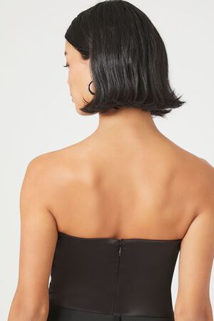 BLACK Satin Tube Bodysuit, image 3