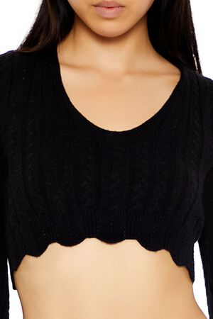 BLACK Lace-Up Cropped Sweater, image 3