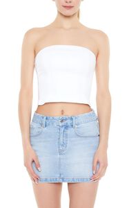 CREAM Denim Cropped Tube Top, image 5