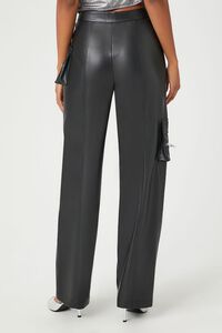 BLACK Faux Leather Cargo Ankle Pants, image 4