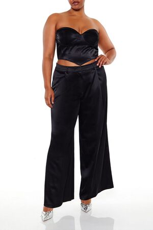 TURKISH COFFEE Plus Size Satin Trouser Pants, image 1
