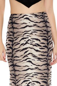 BLACK/MULTI Mesh Tiger Print Midi Skirt, image 5