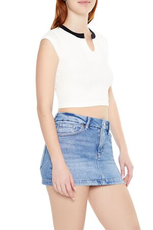 BLOSSOM/WHITE Ribbed Seamless Crop Top, image 2