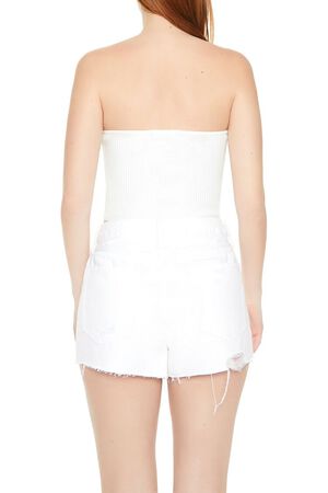 WHITE Sweater-Knit Cropped Tube Top, image 3