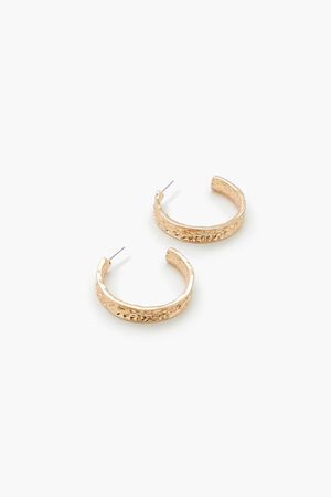 GOLD Hammered Hoop Earrings, image 1