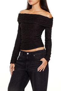 BLACK Textured Off-the-Shoulder Top, image 4