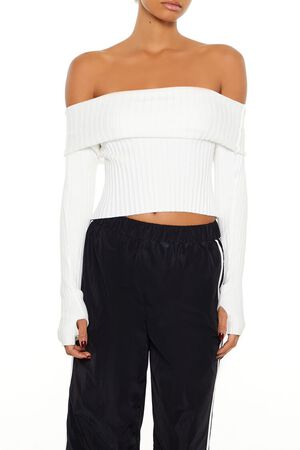 VANILLA Sweater-Knit Off-the-Shoulder Top, image 1