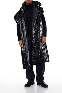 BLACK Hooded Longline Puffer Vest, image 2