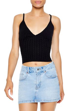 CHARCOAL Cropped Sweater-Knit Cami, image 1