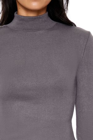 GREY Cropped Mock Neck Top, image 3