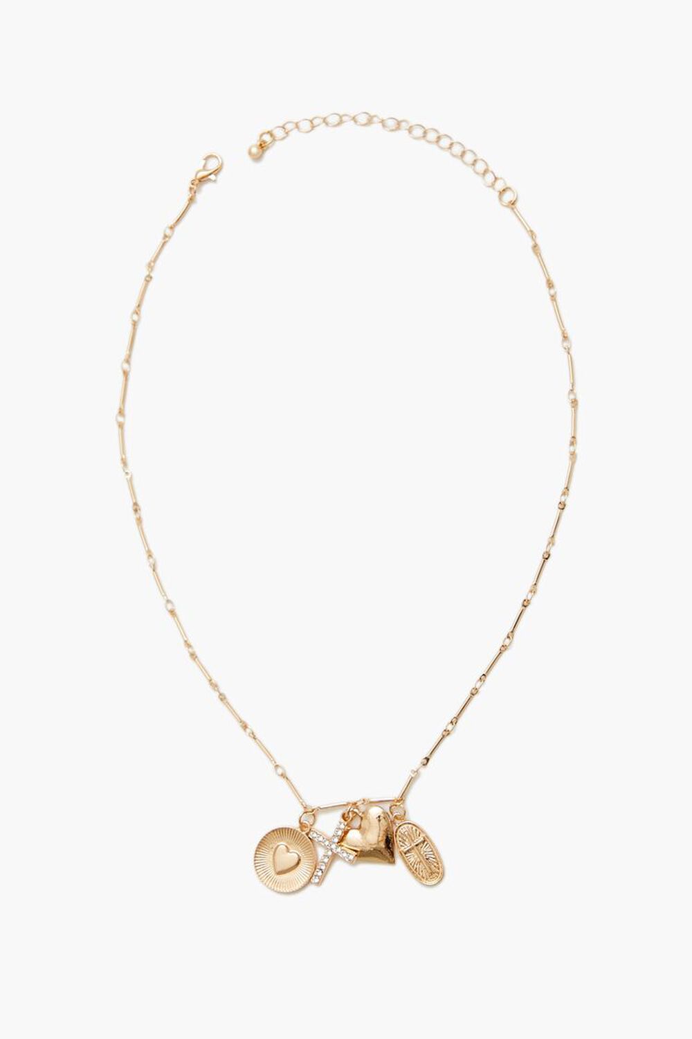 GOLD Rhinestone Cross Charm Necklace, image 1