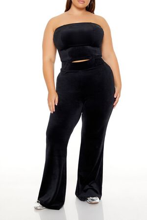 PINK Plus Size Velour Cropped Tube Top, image 2