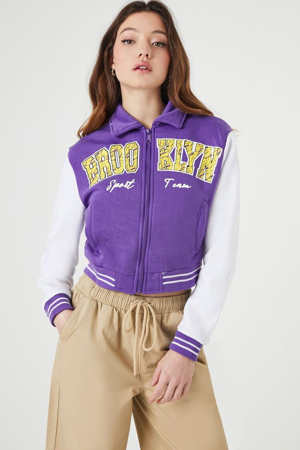 PURPLE/MULTI Brooklyn Zip-Up Bomber Jacket, image 1