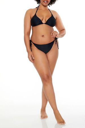 BLACK Plus Size String Bikini Bottoms, image 1