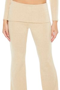 OATMEAL Mid-Rise Foldover Flare Pants, image 5