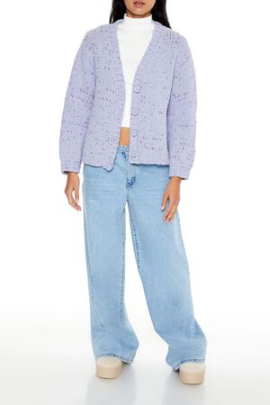 PURPLE/MULTI Marled Cardigan Sweater, image 2