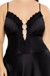 BLACK Plus Size Lace-Trim Mini Dress, image 5
