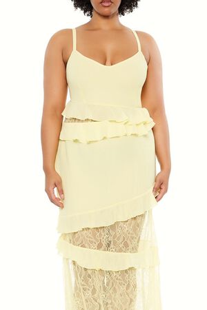 PETAL PINK Plus Size Ruffle Maxi Dress, image 2