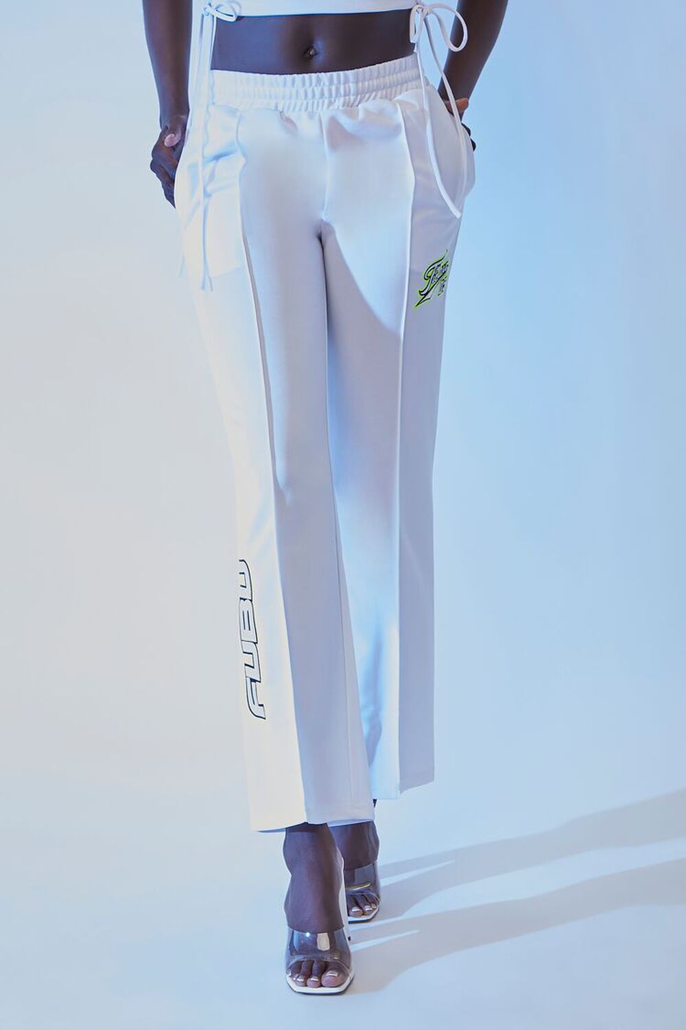 WHITE/MULTI FUBU Embroidered Mesh Pants, image 2
