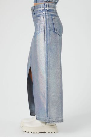 DENIM Iridescent Denim A-Line Maxi Skirt, image 3