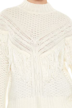 EGRET Fringe-Trim Mock Neck Sweater, image 3