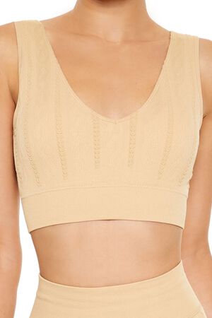 DESERT SAND Seamless Cable Knit Sports Bra, image 3