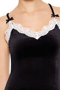 BLACK/WHITE Velvet Bodycon Mini Slip Dress, image 5