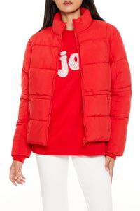 HIGH RISK RED Quilted Zip-Up Puffer Jacket, image 1