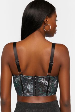 GREEN/MULTI Marble Bustier Crop Top, image 3