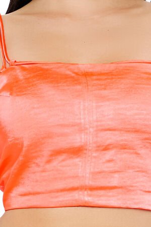 CORAL Satin Cropped Cami, image 3