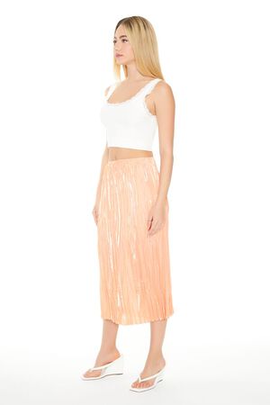 LIGHT PINK Crinkled High-Rise Midi Skirt, image 2