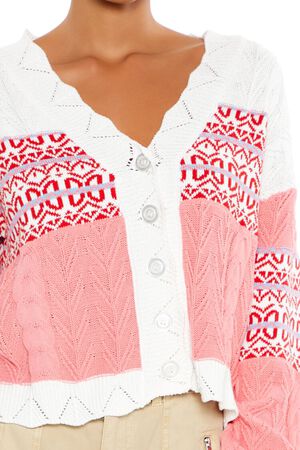 RED/MULTI Patchwork Cardigan Sweater, image 3