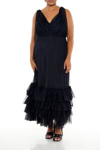 BLACK Plus Size Tiered Tie-Strap Maxi Dress, image 1