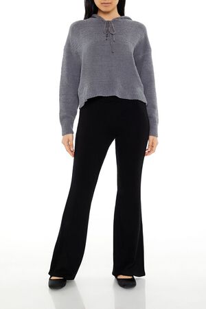DARK GREY Hooded Lace-Up Sweater, image 2