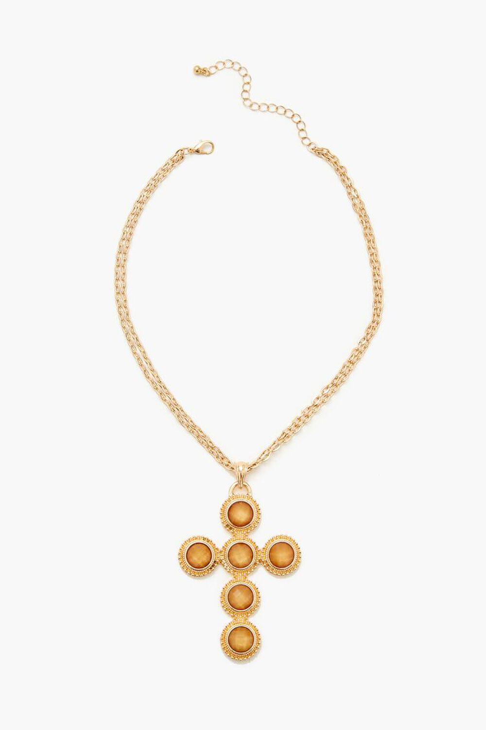 GOLD Layered Faux Gem Cross Necklace, image 1
