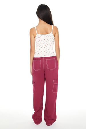 MAROON Twill Straight Cargo Pants, image 3